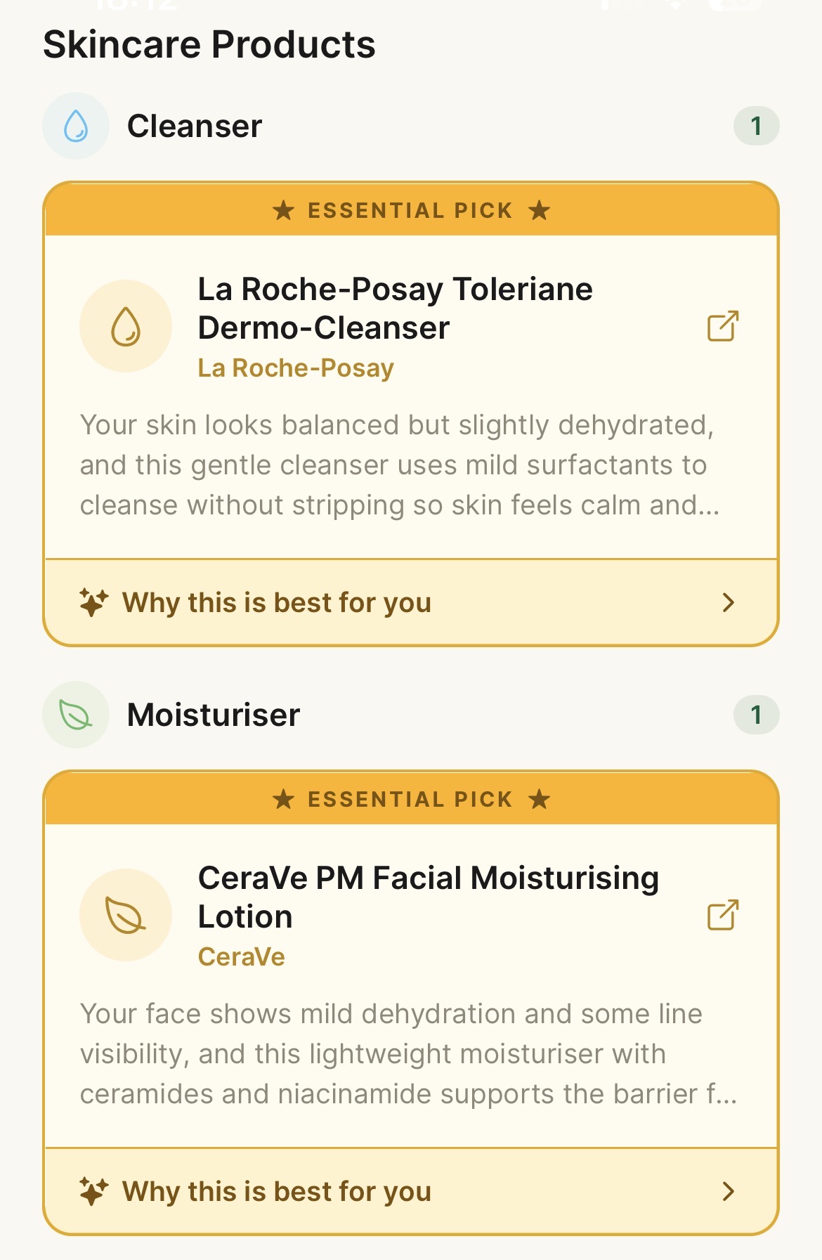 Personalised skincare product recommendations